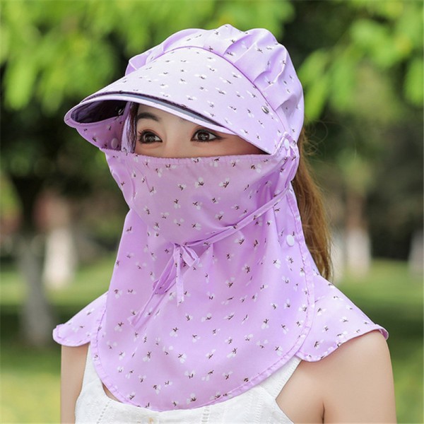 Antiuv summer sun hat with full face cover mask with face shield neck